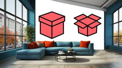 Box icon set illustration. box sign and symbol, parcel, package Wall mural