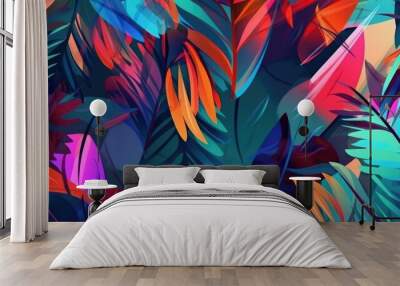 Beautiful abstract digital art with geometric modern design Wall mural