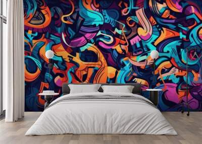 Colorful generative AI graffiti art background Wall mural