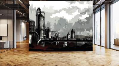 Dark industrial background with metal texture Wall mural