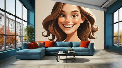 cartoon face of a woman Wall mural