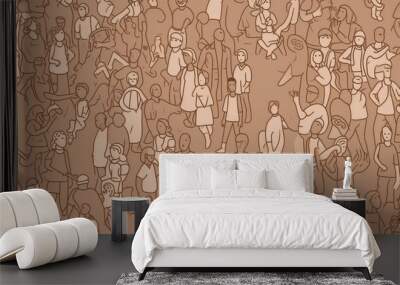 Simple line art of people and places wallpaper Wall mural