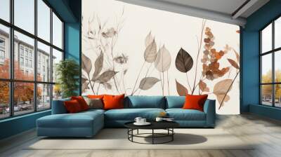 Simple muted drawing of natural scenery Wall mural