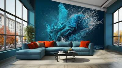 Water blue splash background. AI generative. Generative AI Wall mural