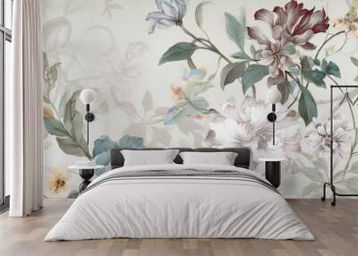 watercolor flowers background Wall mural