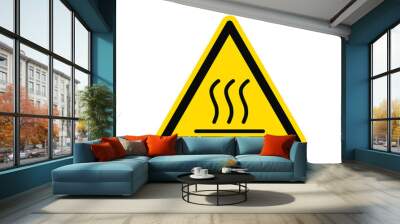 Caution of hot surface. Warning icon isolated on white background. Vector illustration. Wall mural