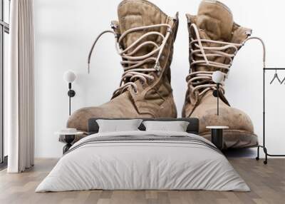 Army boots on white background Wall mural