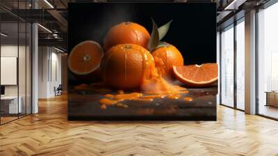 3D model of beta-carotene orange pigment. Generative AI Wall mural