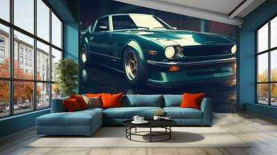 Retro-style digital art of a gorgeous JDM sports car. Generative AI Wall mural