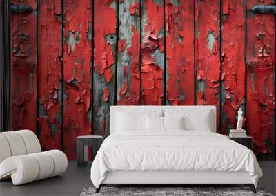 Rustic red wood background Wall mural