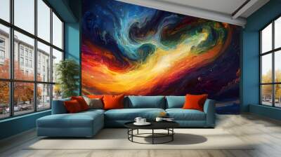 Swirling colors in the night sky - celestial vibrant Wall mural