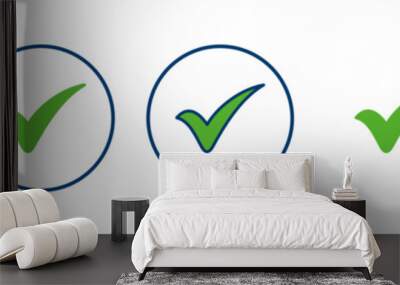 Check icon vector isolated on white background. check mark icon. check list button icon. Tick Wall mural