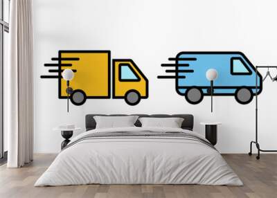 Delivery Icons set. Fast Delivery Icon. Fast shipping delivery truck. Truck icon delivery Wall mural