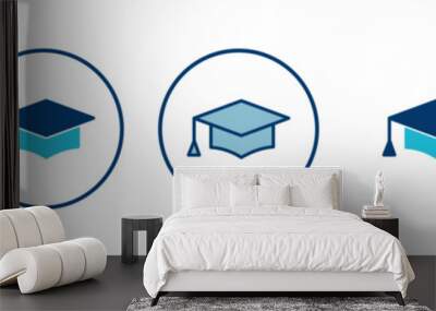 Education icon vector isolated on white background. Graduation cap icon. Graduate. Students cap Wall mural