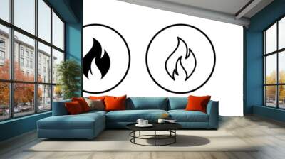 Fire icons set. Fire flame icon template. Wall mural