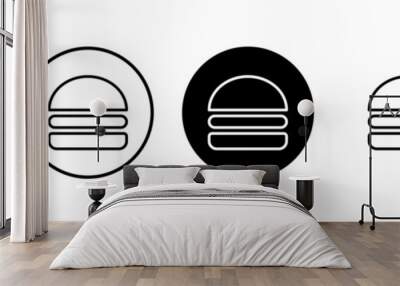 Hamburger icon vector isolated on white background. Burger and hamburger icon. Fast food vector icon Wall mural