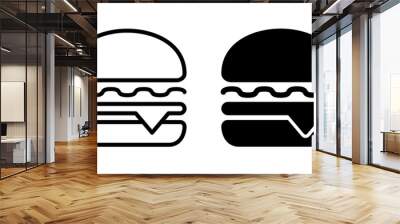 Hamburger icon vector isolated on white background. Burger and hamburger icon. Fast food vector icon Wall mural