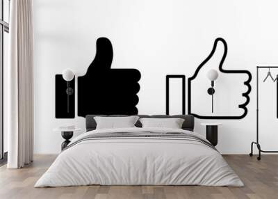 like icon vector isolated on white background. Thumbs up icon. social media icon Wall mural