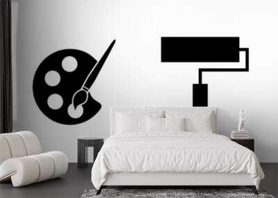 Paint icons set. Paint brush vector icon. Paint roller icon Wall mural