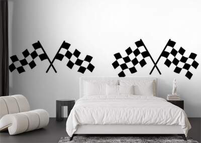 Race flag icon vector isolated on white background. Competition sport flag line vector icon. Racing flag. Start finish flag. Checkered. Start Wall mural