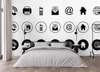 Web icon set. Business card contact information icon. Contact us icon set Wall mural