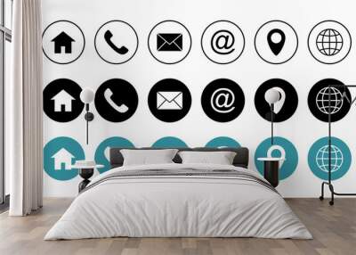 Web icon set. Business card contact information icon. Contact us icon set Wall mural