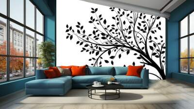 tree branches silhouette isolated white background Wall mural