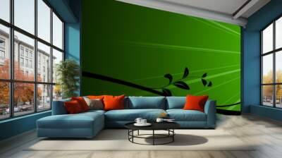 vector serie - gardening, black plant vith green sun Wall mural