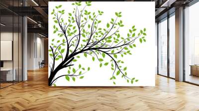 vector set - green decorative branch and leaves Wall mural