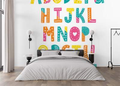 Cute letters childish alphabet vector icons set. Vector illustration Wall mural