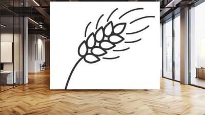 Black isolated outline icon of ear of wheat on white background. Line Icon of ear of wheat. Wall mural