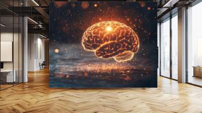 an image that conveys the idea of a healthy brain. something focused on a glowing brain centered Wall mural