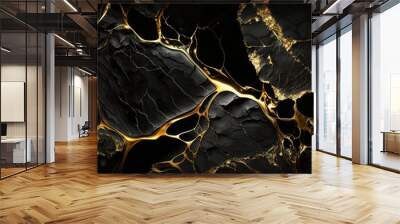 Black-gold marble abstract background texture. Luxury design for background or wallpaper presentation Wall mural