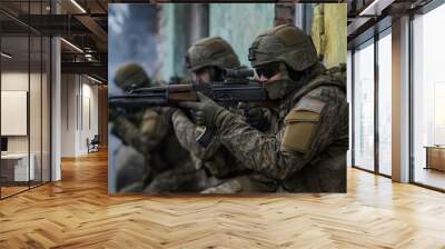 Ukrainian forces successfully repelling a Russian military offensive Wall mural