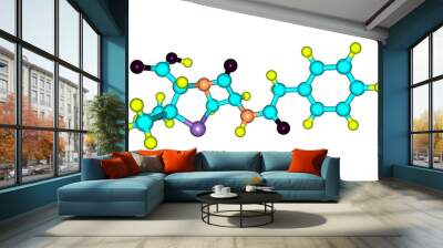 Benzylpenicillin molecular structure isolated on white Wall mural