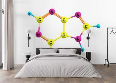 Purine molecular structure isolated on white Wall mural