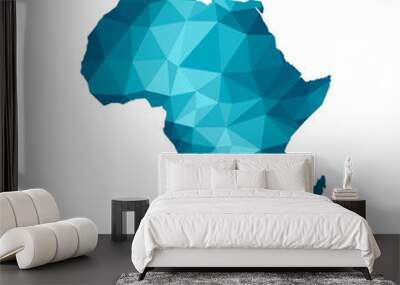 Vector isolated illustration icon with simplified blue silhouette of Africa map. Polygonal geometric style, triangular shapes. White background Wall mural