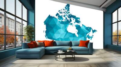 Vector isolated illustration icon with simplified blue silhouette of Canada map. Polygonal geometric style, triangular shapes. White background Wall mural