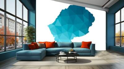 Vector isolated illustration icon with simplified blue silhouette of Lesotho map. Polygonal geometric style, triangular shapes. White background Wall mural