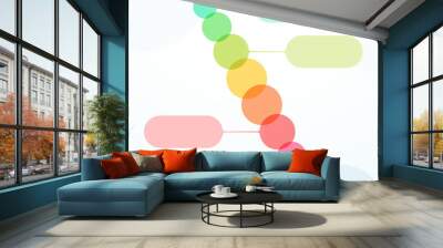 Abstract Colorful Flat Circles Diagonal Timeline Wall mural