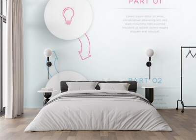 Circles Linked With Arrows 2 Step Vector Infographic Wall mural