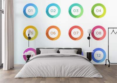 Number Bullet Point Circle Flat Shadow Icon Vector 12 Set Wall mural