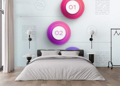 Number Bullet Points 1, 2, 3 Purple Infographic Wall mural