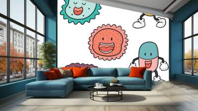 vector set of bacteria and antibiotics Wall mural