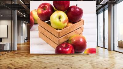 Sweet apples on wooden background Wall mural