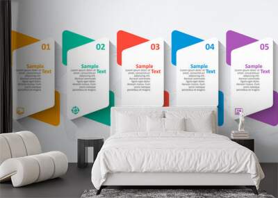 Abstract 3D Paper Infographics. Business template .Vector illustration Wall mural