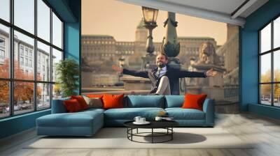 Jubilant businessman Wall mural