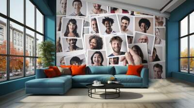 smiling people's pictures Wall mural