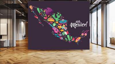 Hola mexico poster Wall mural