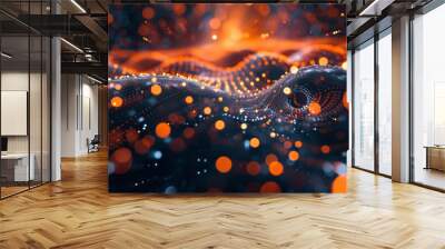 Abstract Digital Landscape With Orange Bokeh Wall mural